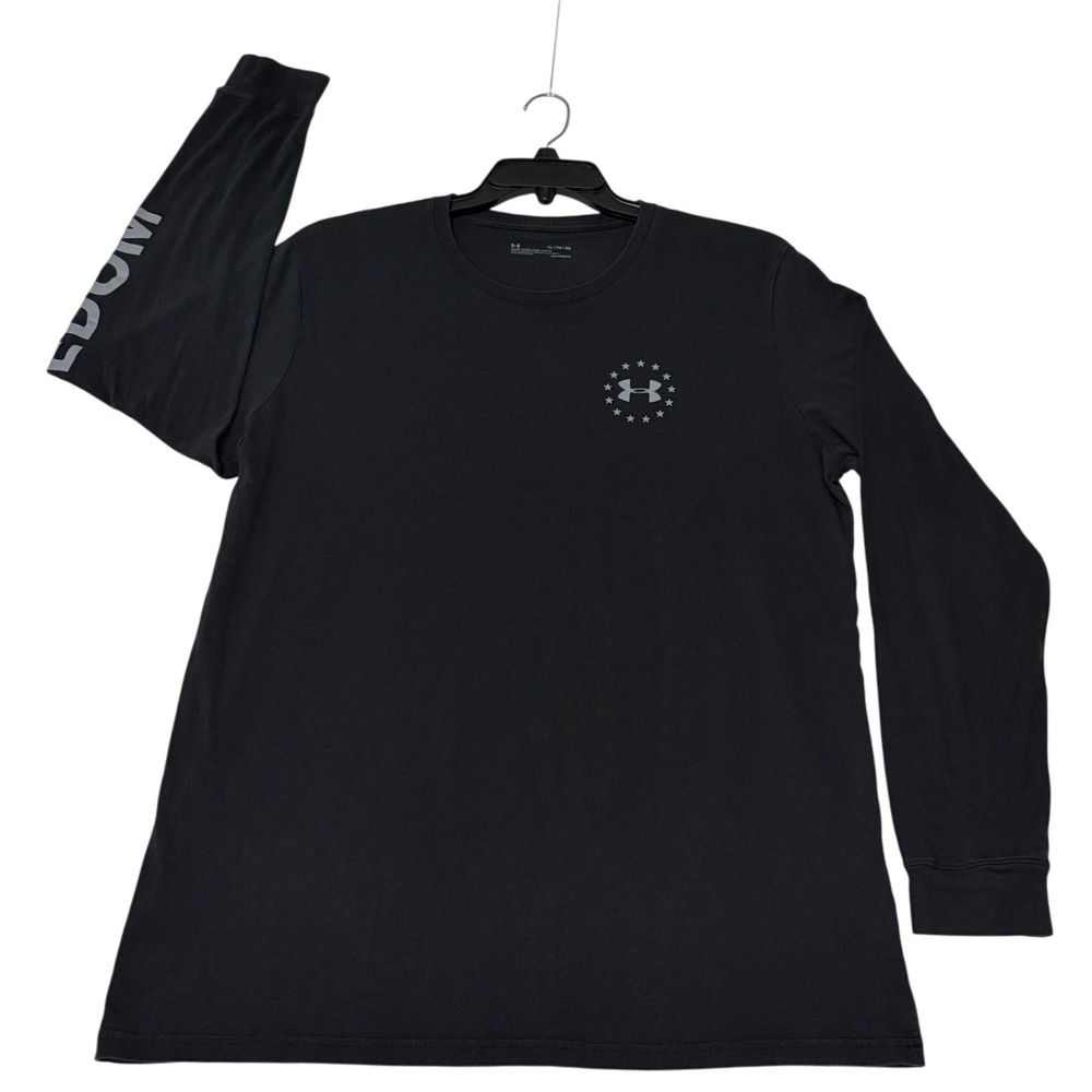 Under Armour Freedom Flag Long Sleeve Shirt Mens XL Black HeatGear Tactical Tee